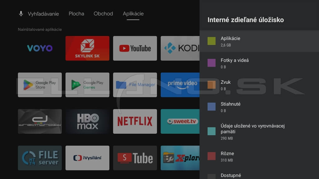 Android TV prehľad využitia interného úložiska