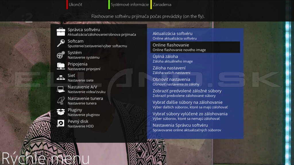 Výber lokálnej alebo online inštalácie Enigma2 v OpenATV