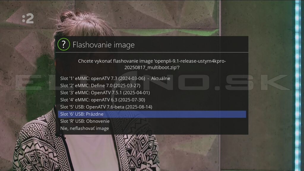 Zoznam dostupných image pre flashovanie do slotu 6 na microSD