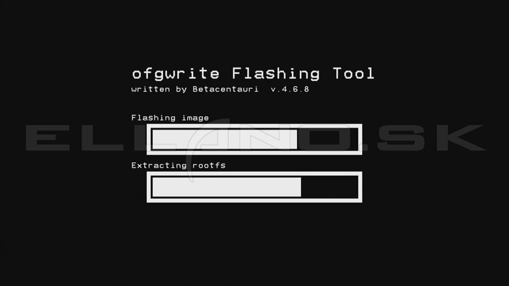 Inštalácia image do slotu 6 – priebeh flashovania v Enigma2