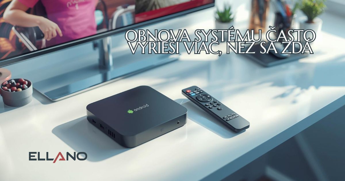 Android TV box a diaľkový ovládač pripravené na reset do výrobných nastavení