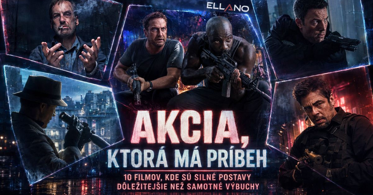 Koláž akčných filmov Nobody, The Killer, Plane, The Accountant a Sicario