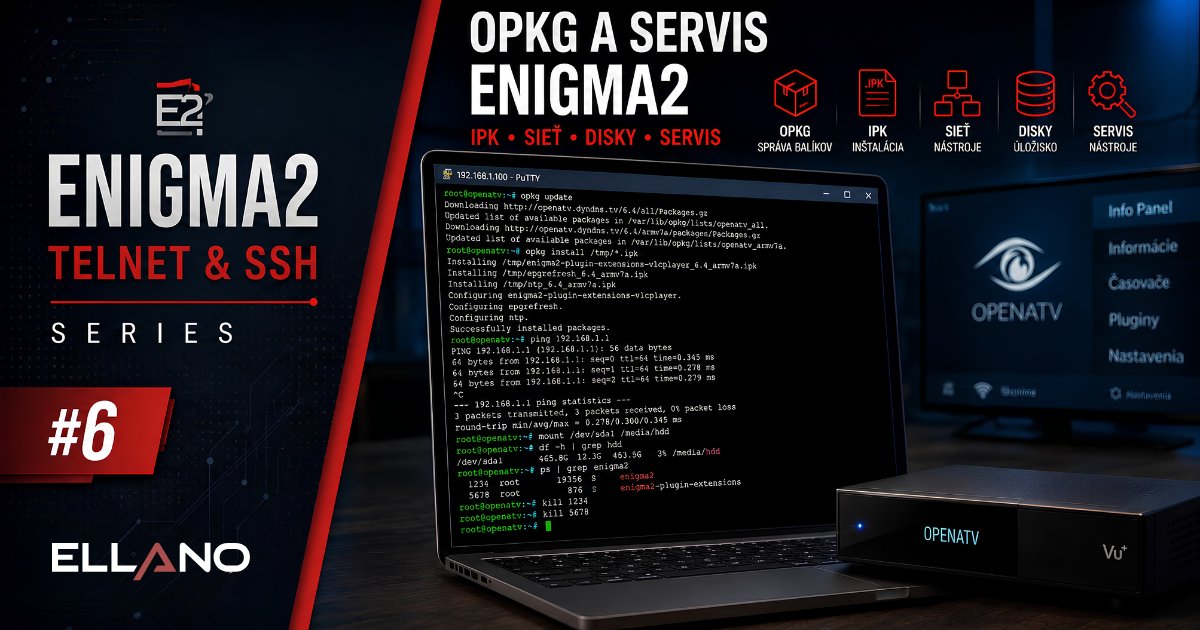 Správa balíčků opkg síťové a servisní příkazy Enigma2 přes Telnet a SSH