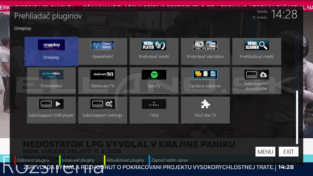 Nainštalované pluginy Enigma2 OpenATV 7.6 v Amiko Viper 4K V40
