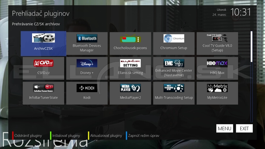 Nainštalované pluginy Enigma2 v OpenATV 7.6 Gigablue UHD TRIO 4K PRO