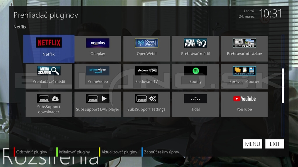 Nainštalované pluginy Enigma2 v OpenATV 7.6 Gigablue UHD TRIO 4K PRO