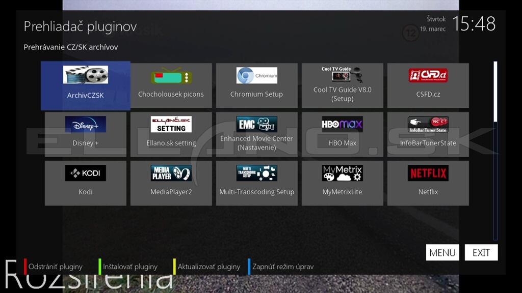 Predinštalované pluginy Enigma2 v OpenATV 7.6 uClan USTYM 4K PRO / TWIN