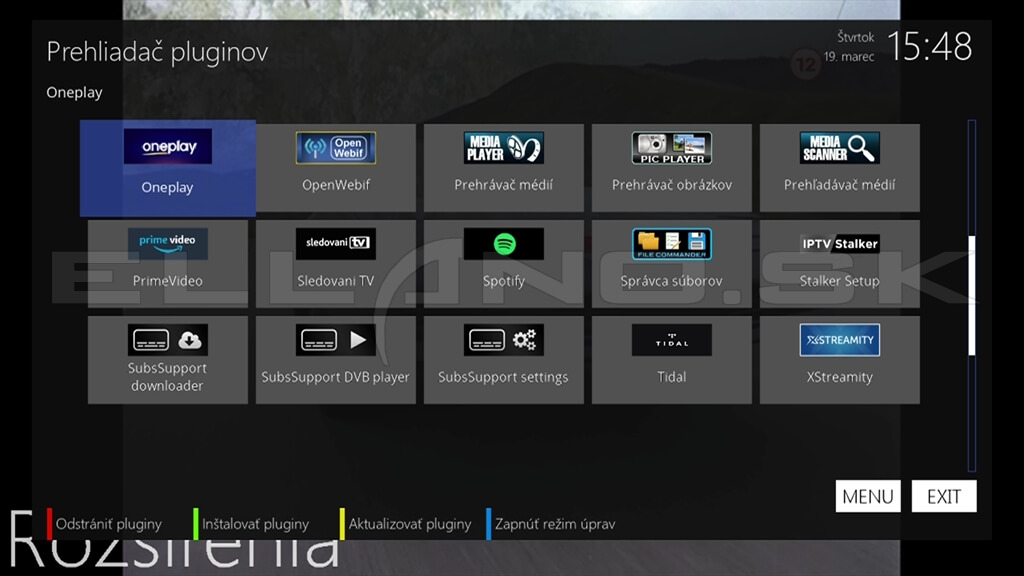 Predinštalované pluginy Enigma2 v OpenATV 7.6 uClan USTYM 4K PRO / TWIN