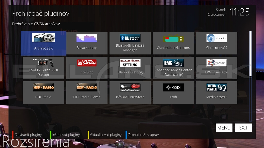 Nainštalované pluginy Enigma2 OpenATV 7.6 Gigablue UHD Quad 4K PRO časť 1