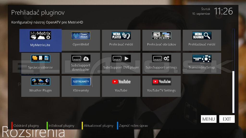 Nainštalované pluginy Enigma2 OpenATV 7.6 Gigablue UHD Quad 4K PRO časť 2