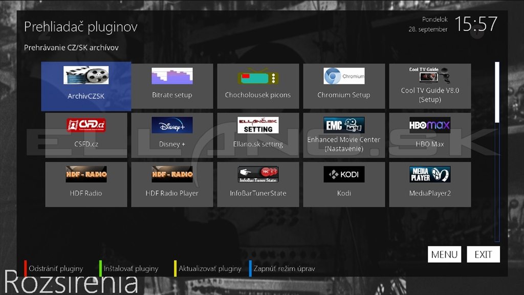 Nainštalované pluginy Enigma2 OpenATV 7.6 AB Pulse 4K mini časť 1
