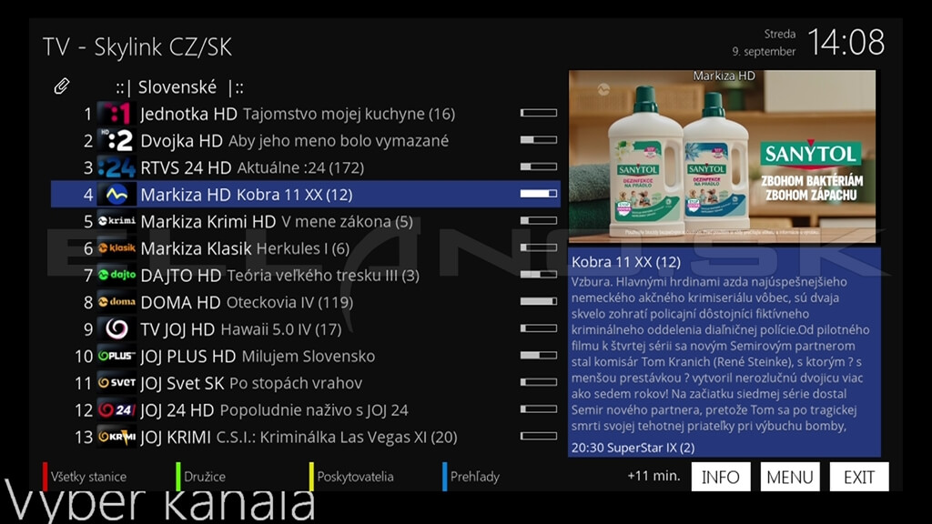 Prehľadnejší zoznam programov s väčším písmom v Enigma2 OpenATV 7.6