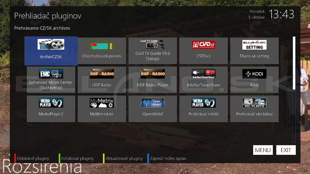 Nainštalované pluginy Enigma2 OpenATV 7.6.0 pre Qviart Lunix 4K, časť 1