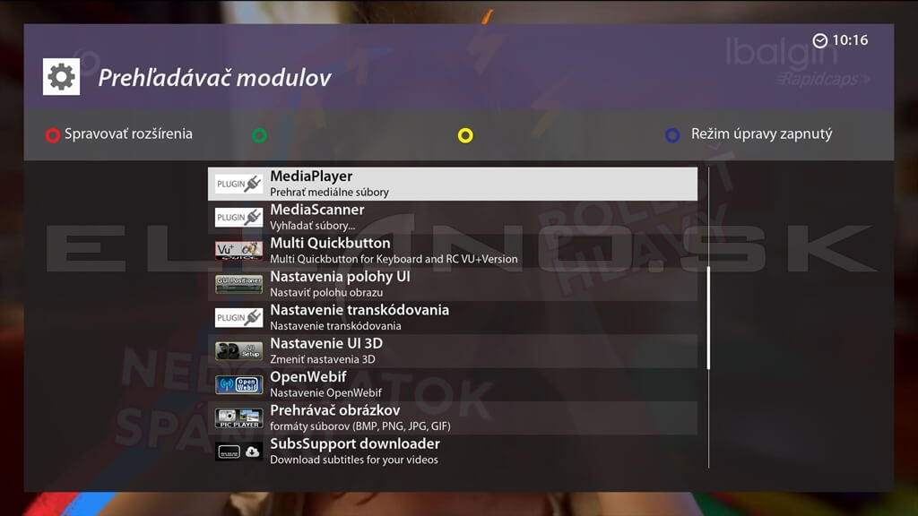 Nainštalované pluginy Enigma2 VTi 16.0.00 pre VU+ DUO 4K Lite, časť 1