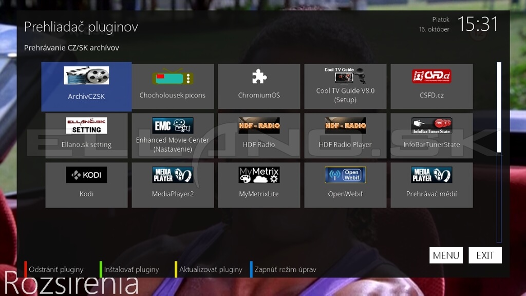 Nainštalované pluginy Enigma2 OpenATV 7.6.0 pre VU+ DUO 4K SE, časť 1