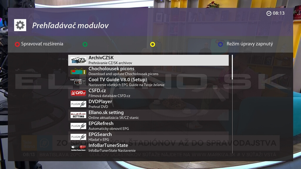 Nainštalované pluginy Enigma2 VTi 16.0.00 pre VU+ Ultimo 4K, časť 1