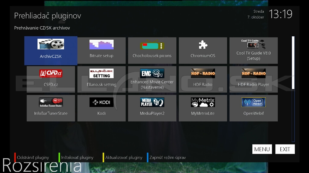 Nainštalované pluginy Enigma2 OpenATV 7.6.0 pre VU+ Ultimo 4K, časť 1
