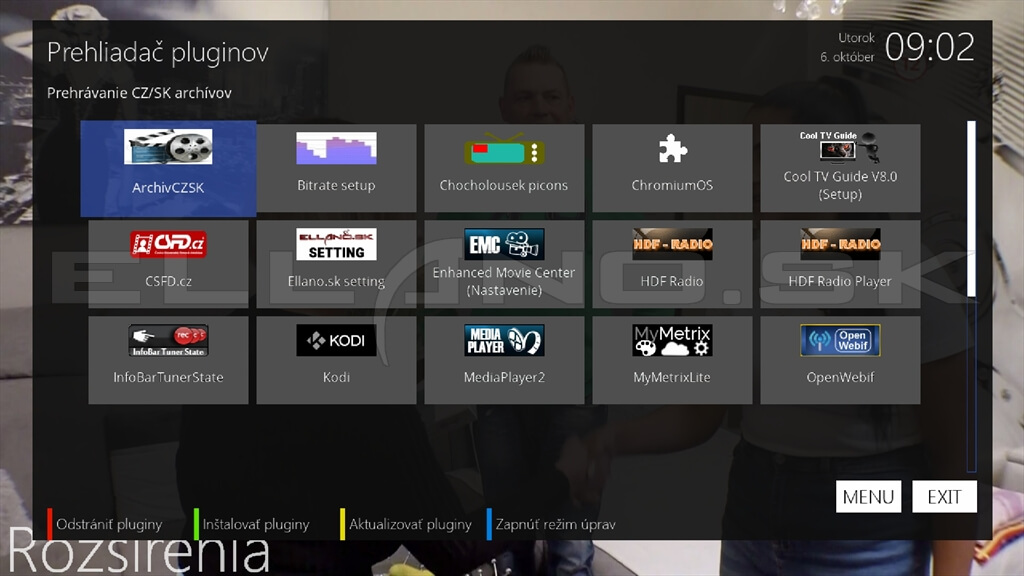 Nainštalované pluginy Enigma2 OpenATV 7.6.0 pre VU+ ZERO 4K, časť 1