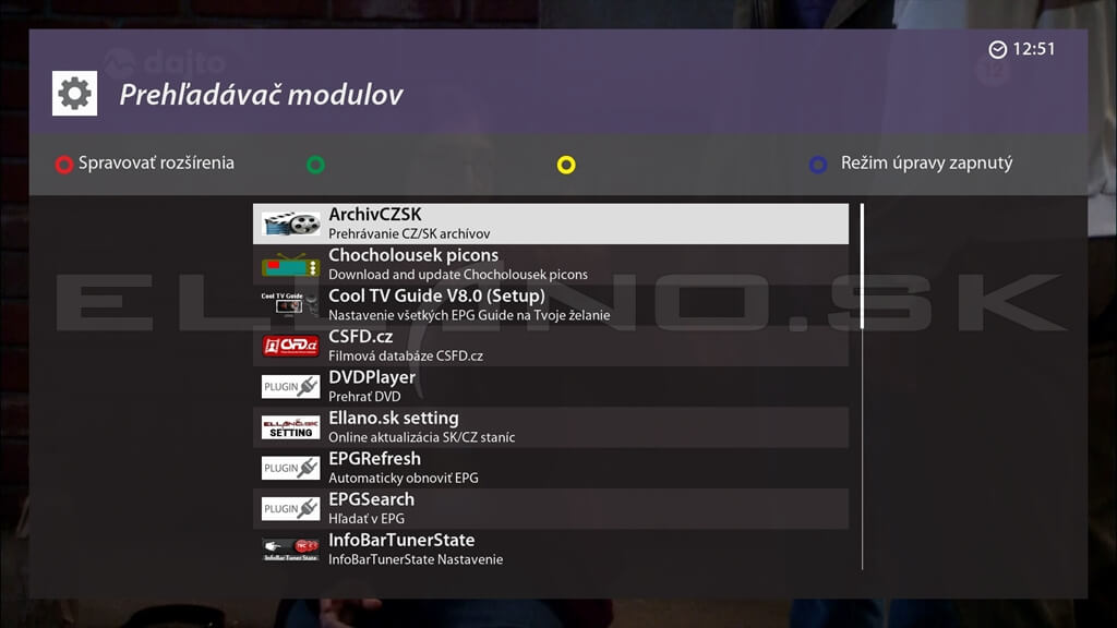 Nainštalované pluginy Enigma2 VTi 16.0.00 pre VU+ ZERO 4K, časť 1