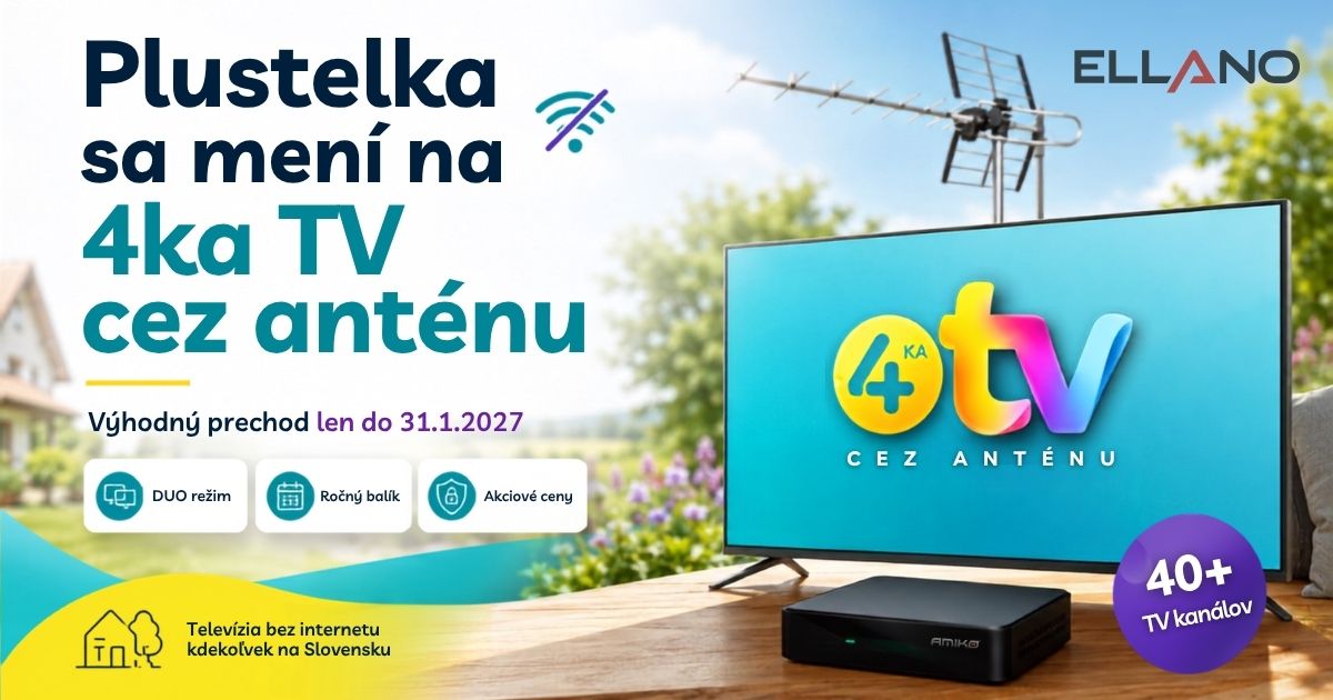 Prechod z Plustelky na 4ka TV cez anténu, DUO režim a akcie do 31.8.2026